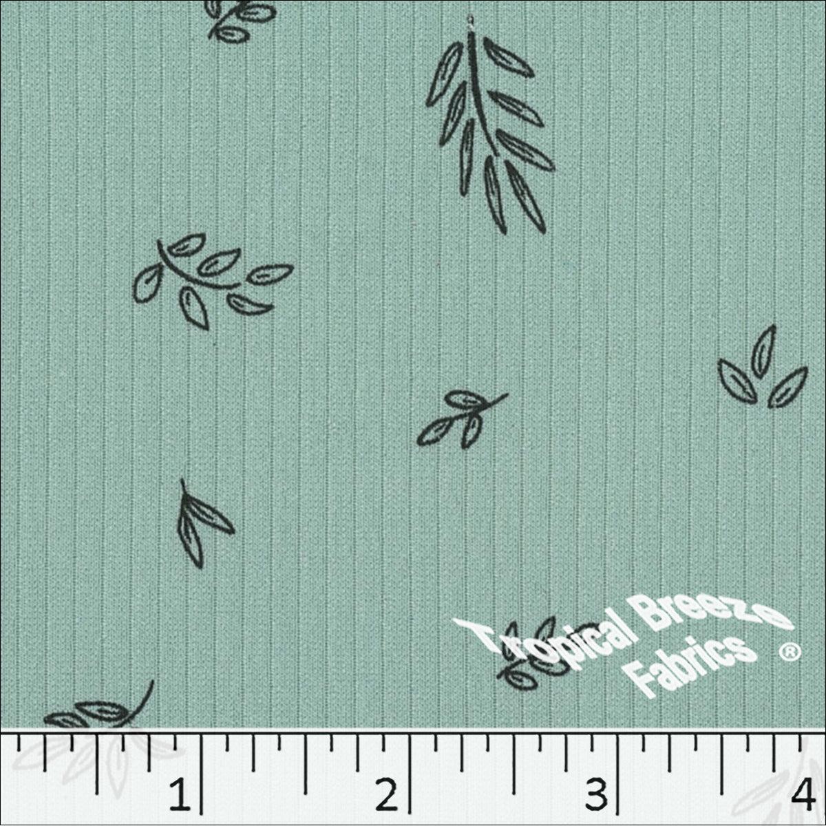 Classic Rib Knit Leaf Print Dress Fabric 578510