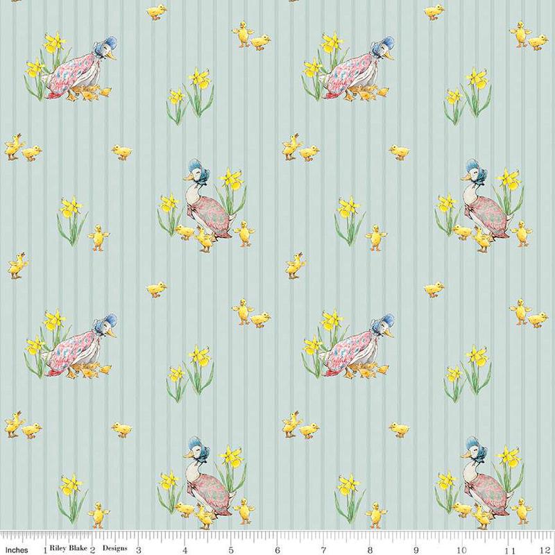Peter Rabbit and Friends Collection Duck Stripe Cotton Fabric CD15862