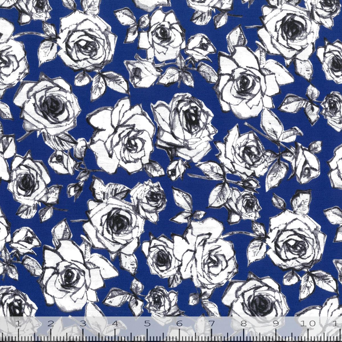 Rose Print Cotton Poplin Fabric 1131