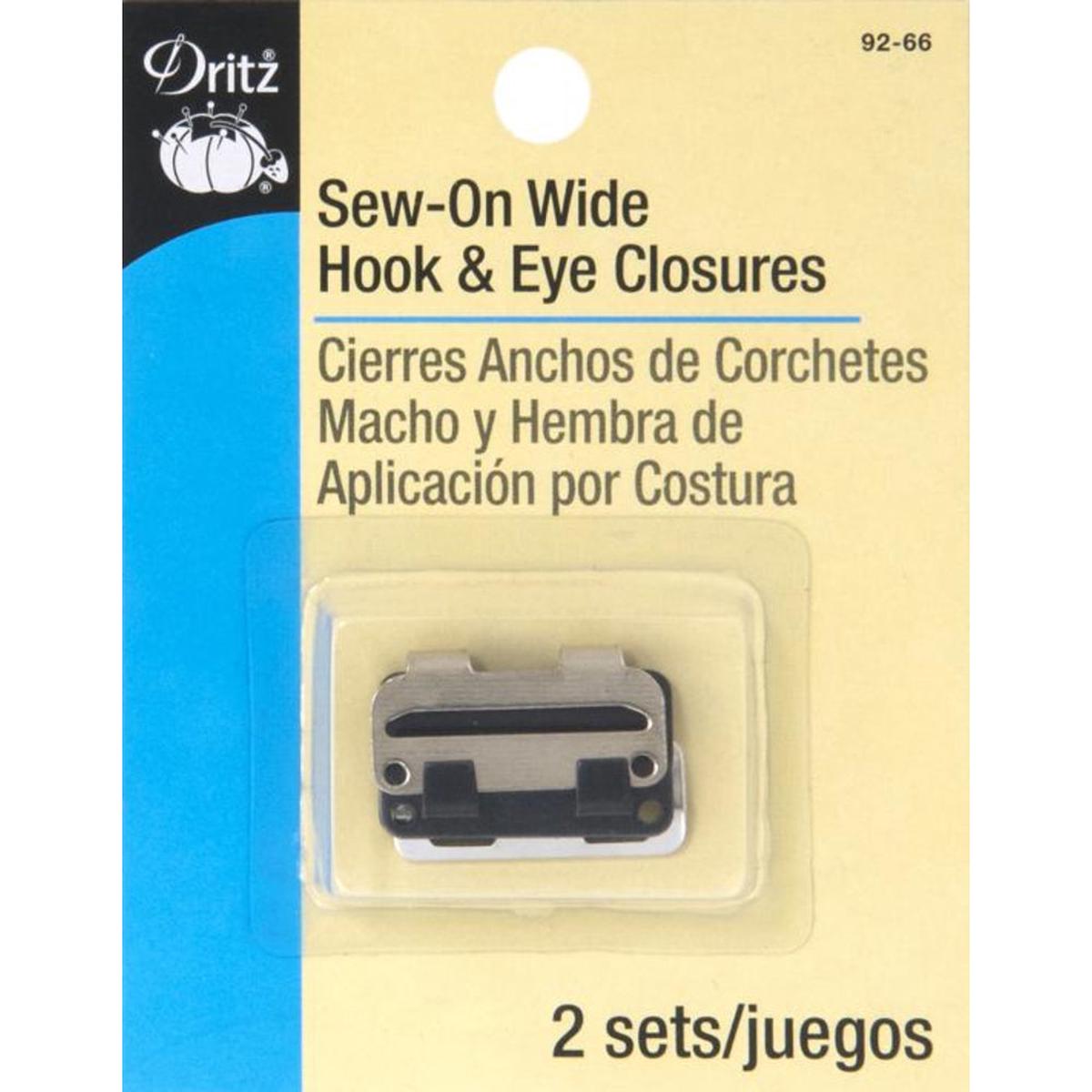 Sew On Hook & Eye Closures for Pants & Skirts - Nickel - 2 Ct 92-66