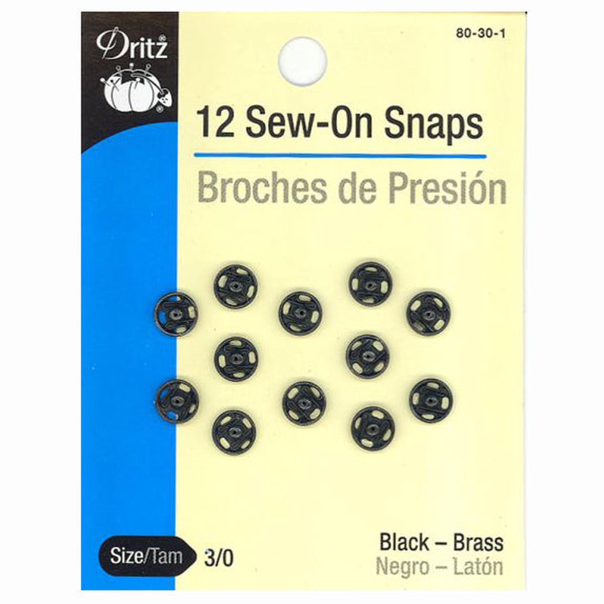 Black Sew On Snaps S-80-1-30