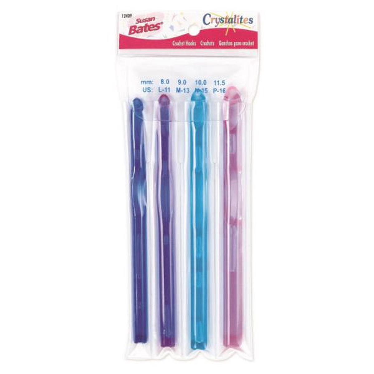Crystalites Acrylic Crochet Hook Set 12409 4-pack including L-11, M-13, N-15, P-16
