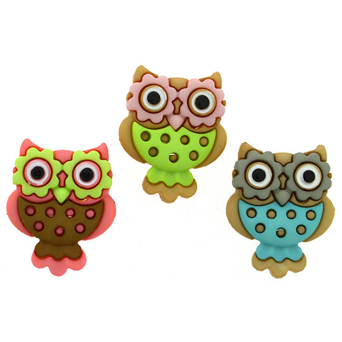 Retro Owls Buttons 7673