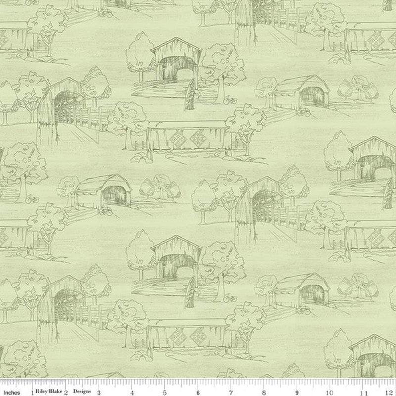 Covered Bridges in Spring Collection Toile Cotton Fabric CD15821