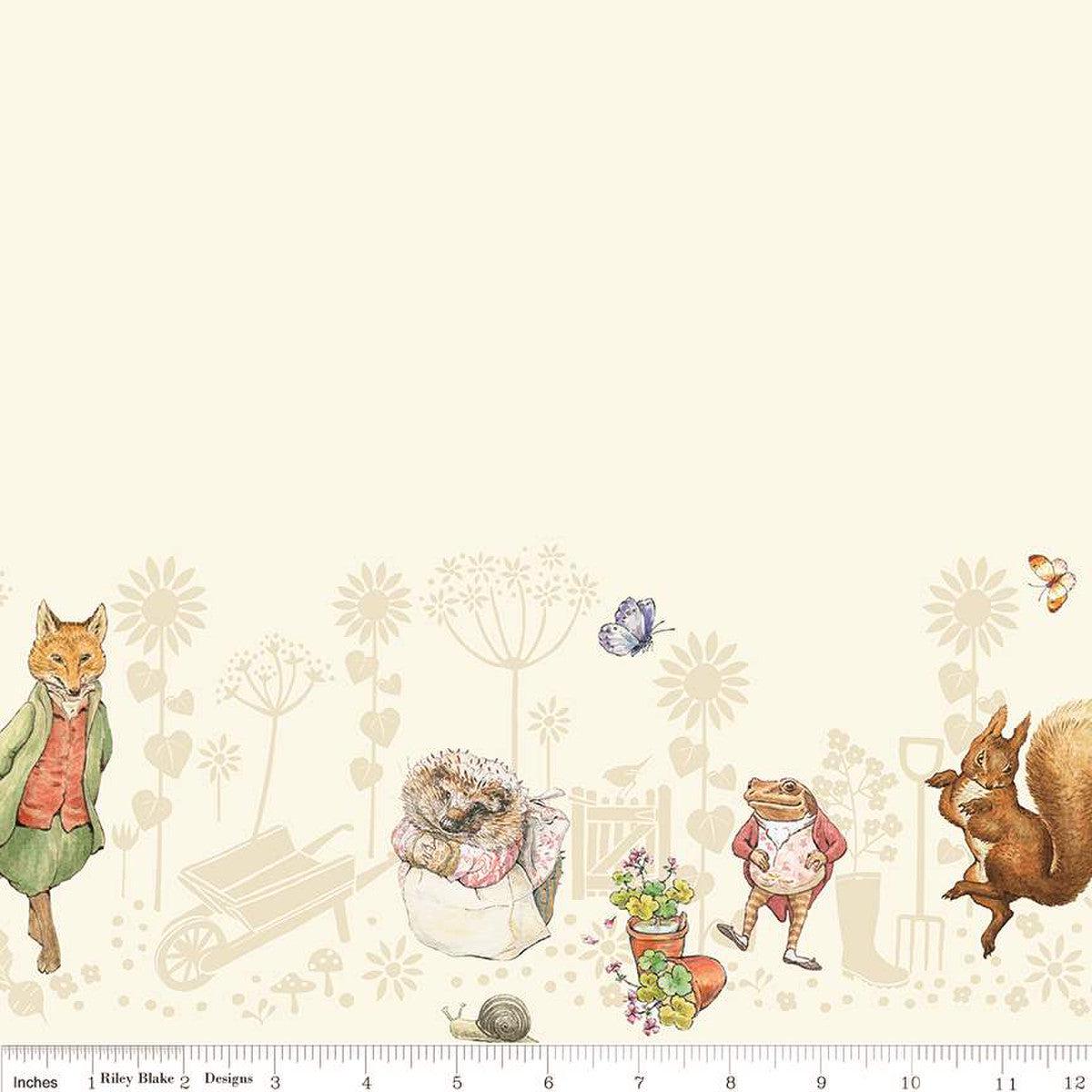 Peter Rabbit and Friends Collection Border Print Cotton Fabric CD15867