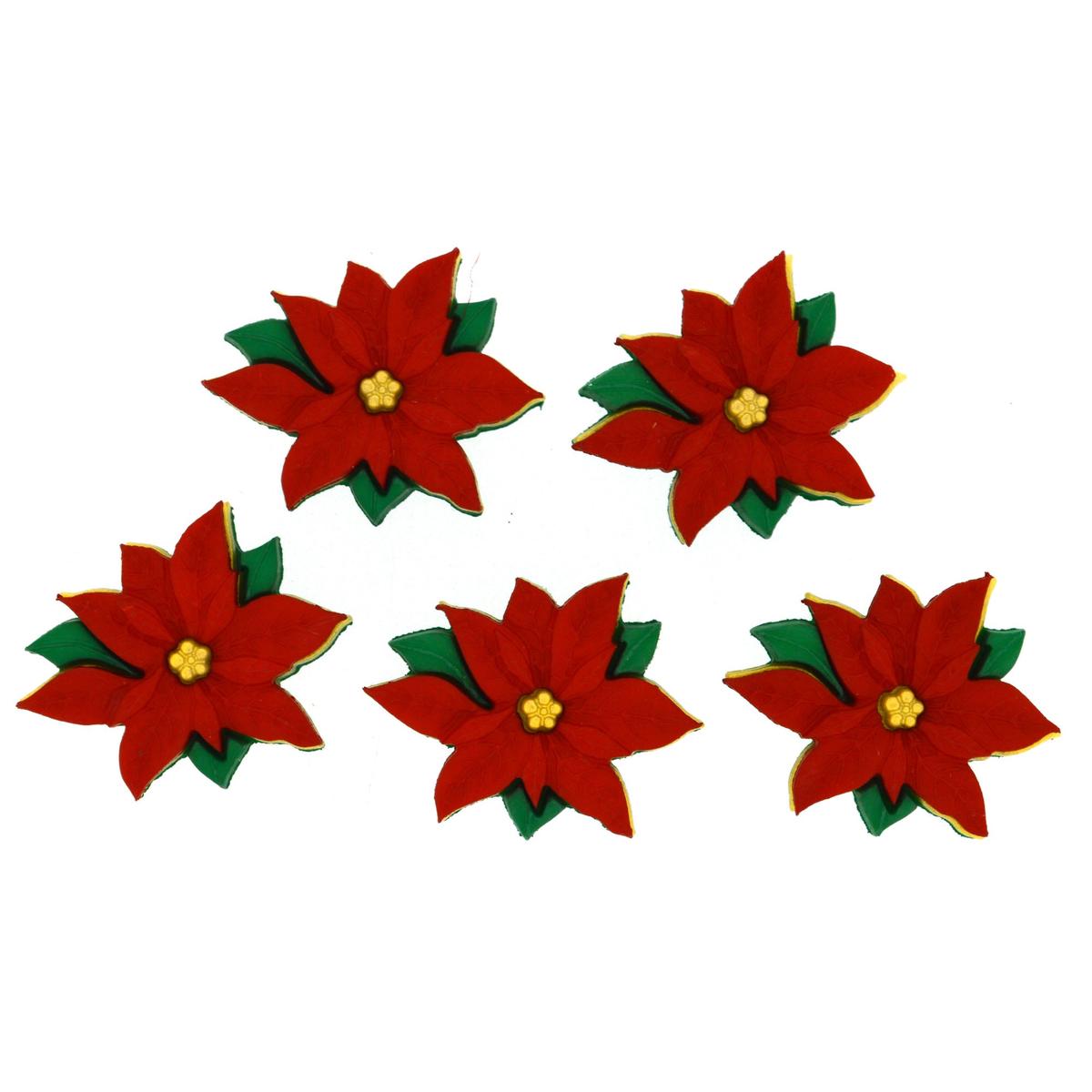 Buttons Red Poinsettias 2951