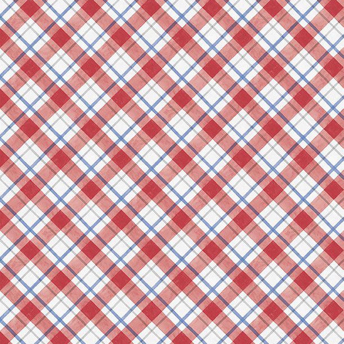 Country Blue Collection Diagonal Plaid Cotton Fabric 39906