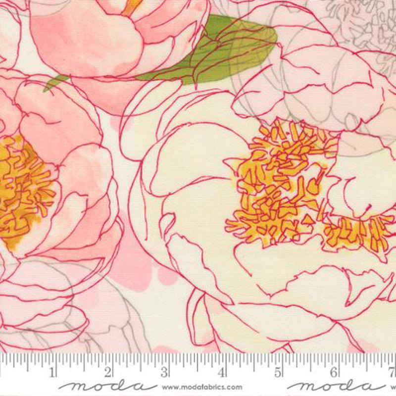 Darling Peony Collection Floral Watercolor Cotton Fabric 48790