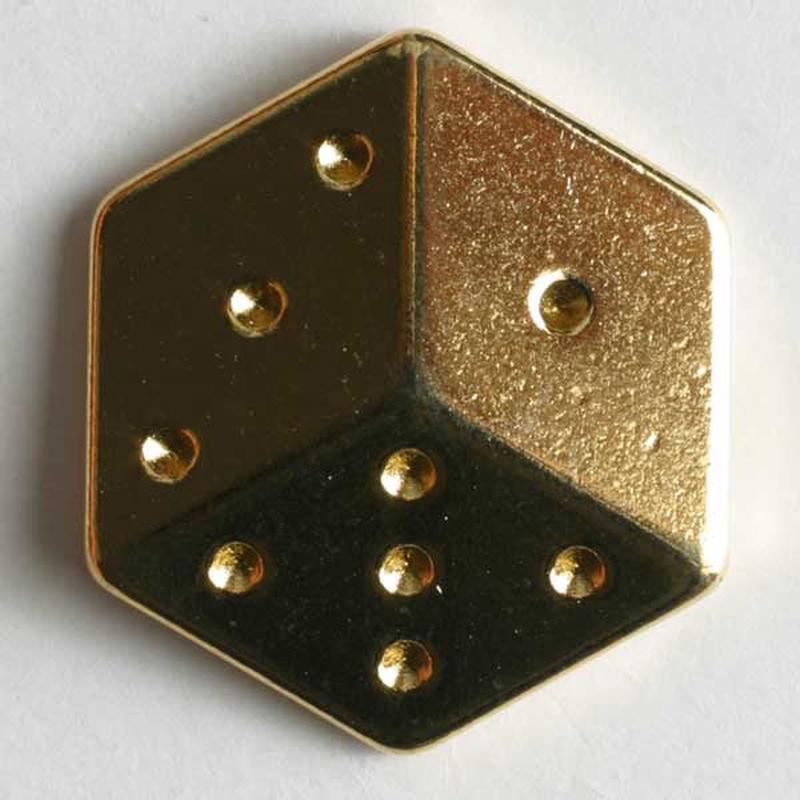 Dice Button 24K Gold Plated 1695