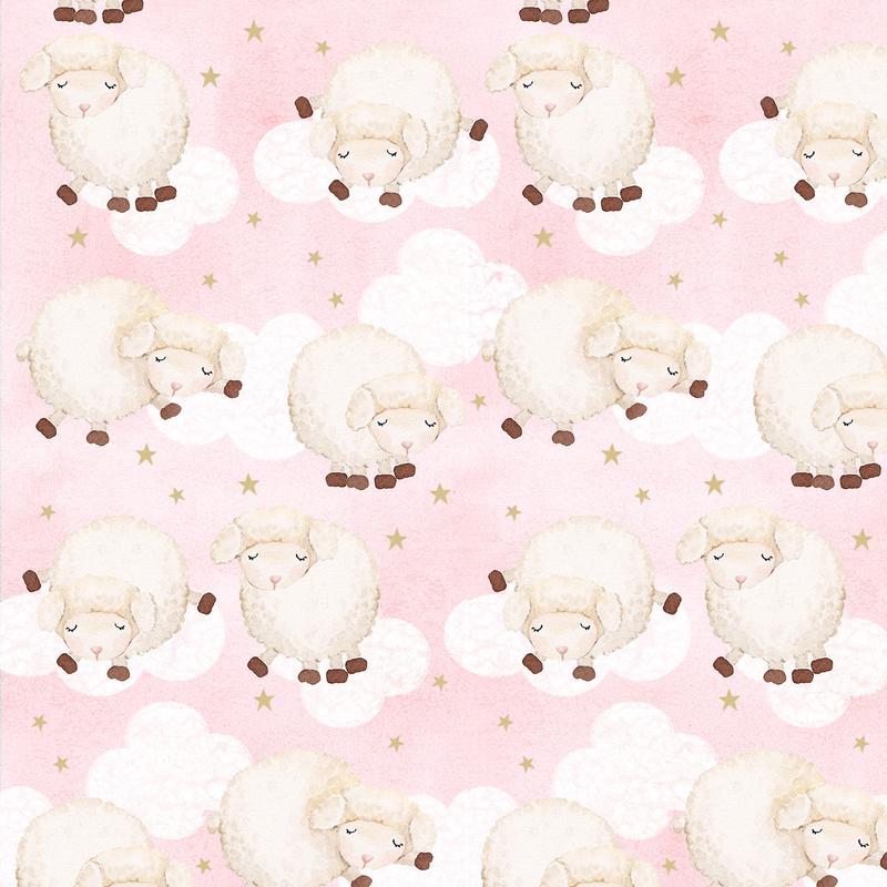 Sleeping Sheep Cotton Flannel Fabric N-0952-22