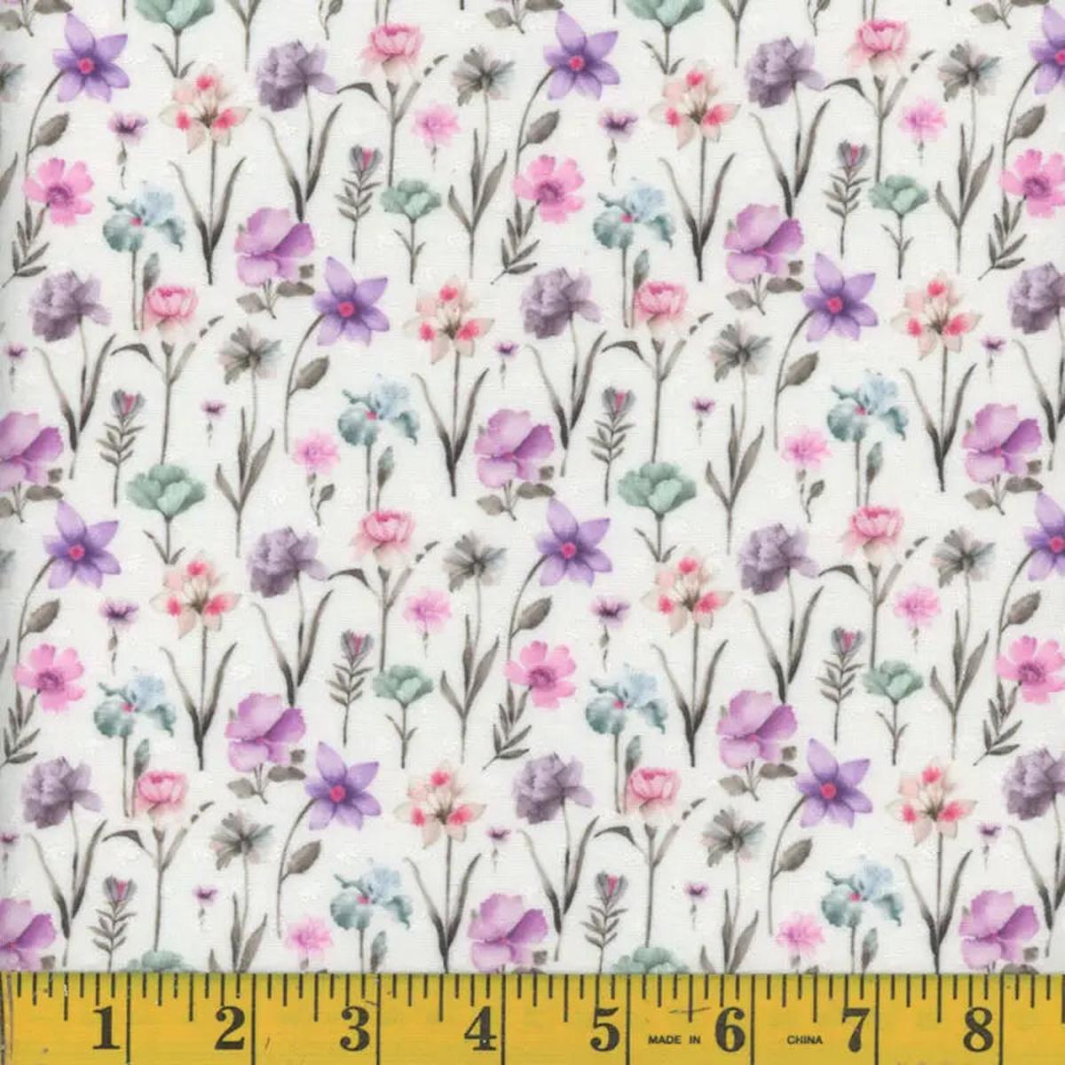 Swiss Dot Wildflower Print Fabric 1358