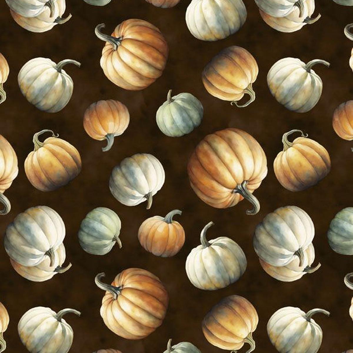 Glorious Fall Collection Tossed Pumpkins Cotton Fabric 33911