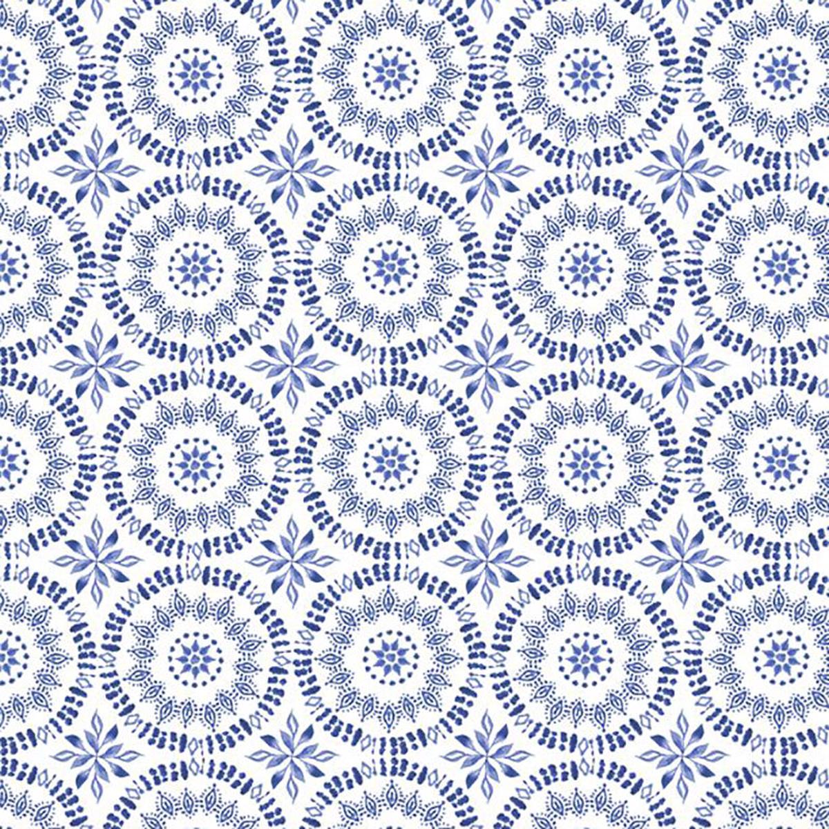Indigo Splash Collection Circular Medallion Cotton Fabric 15714