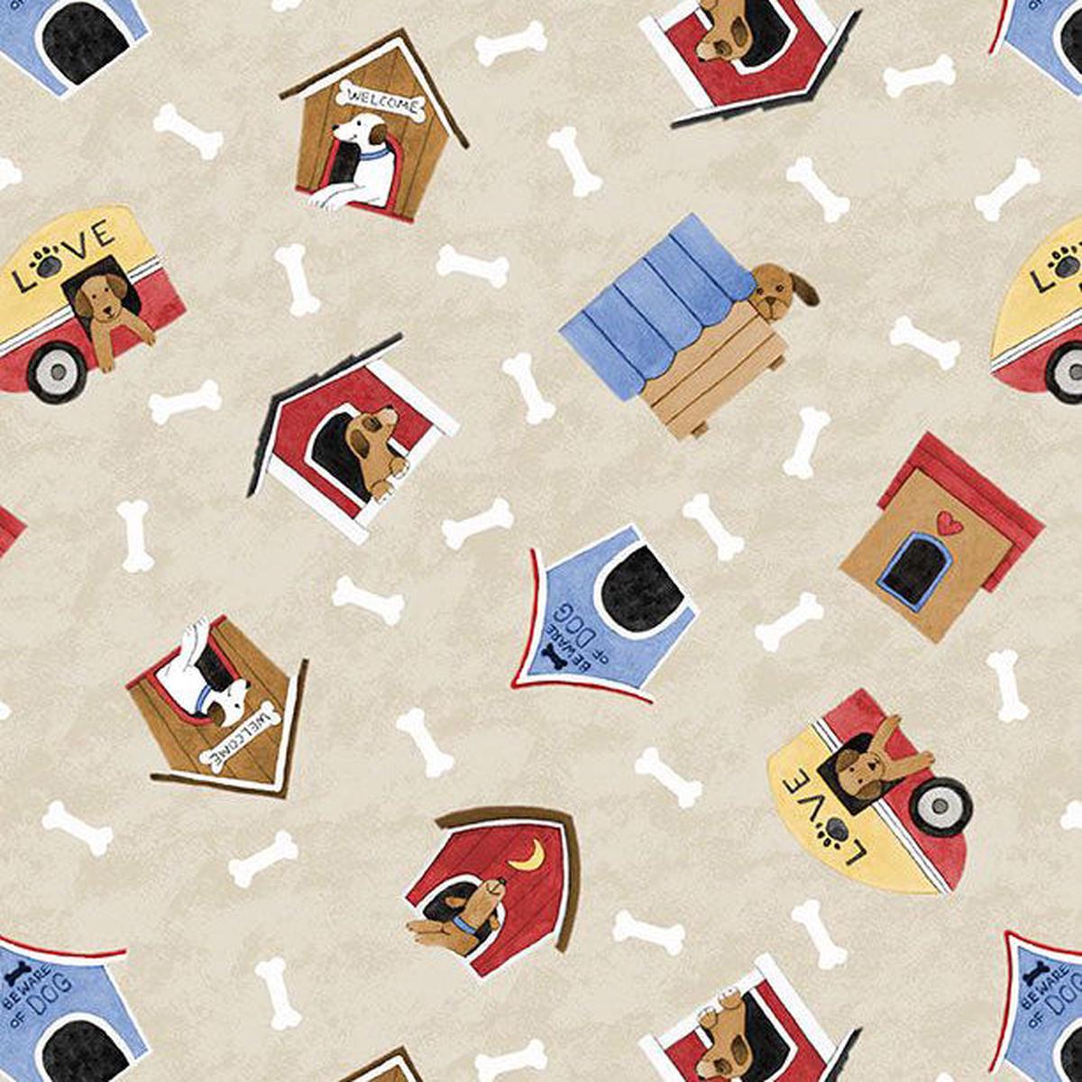 Paws at Play Collection Doghouse Toss Cotton Fabric 39921
