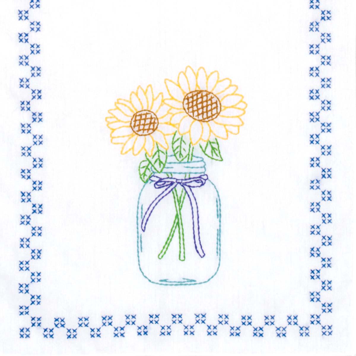 Sunflowers in Mason Jar Table Runner 560-716