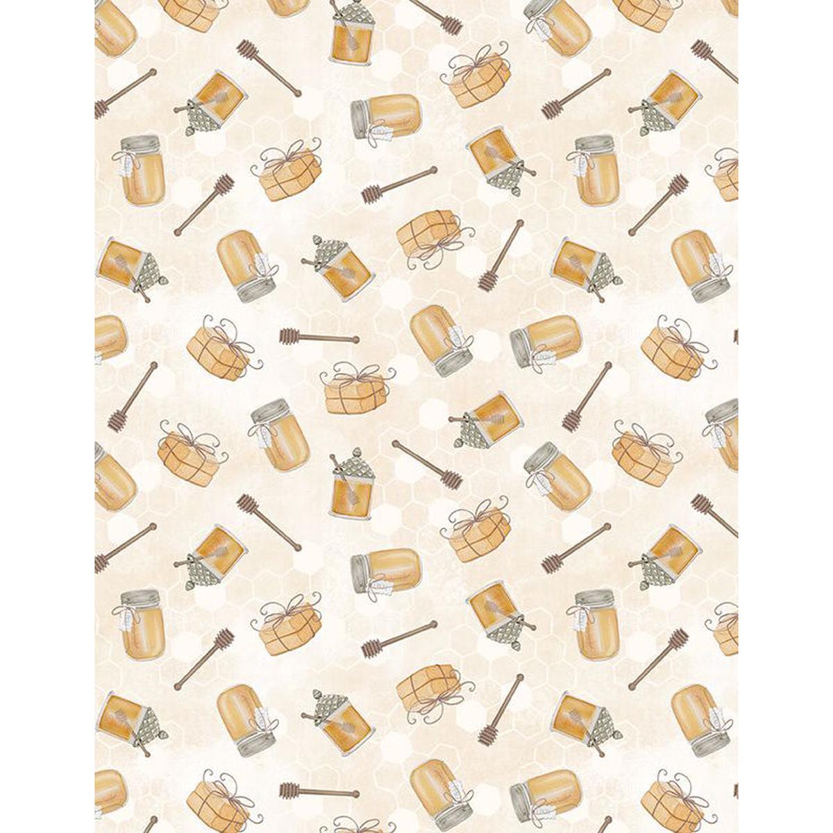 The Art of Beekeeping Honey Jar Toss Fabric 3017-27608