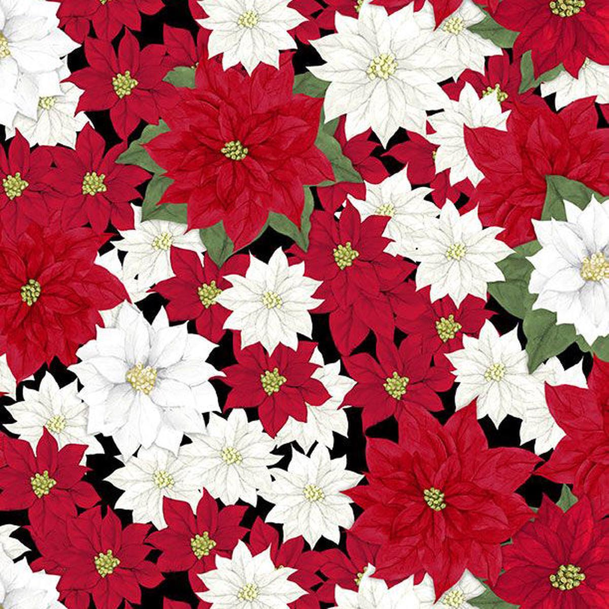 Cardinal Charm Collection Packed Poinsettia Cotton Fabric 39928-931