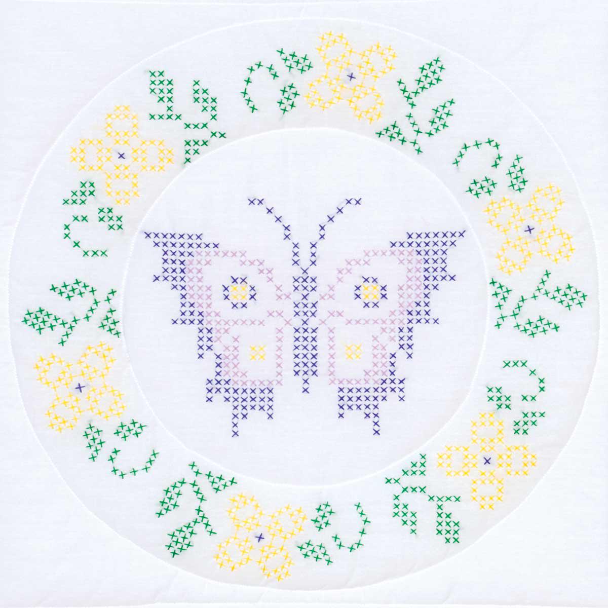 Cross-Stitch Butterfly 18-Inch Quilts Blocks 732-347