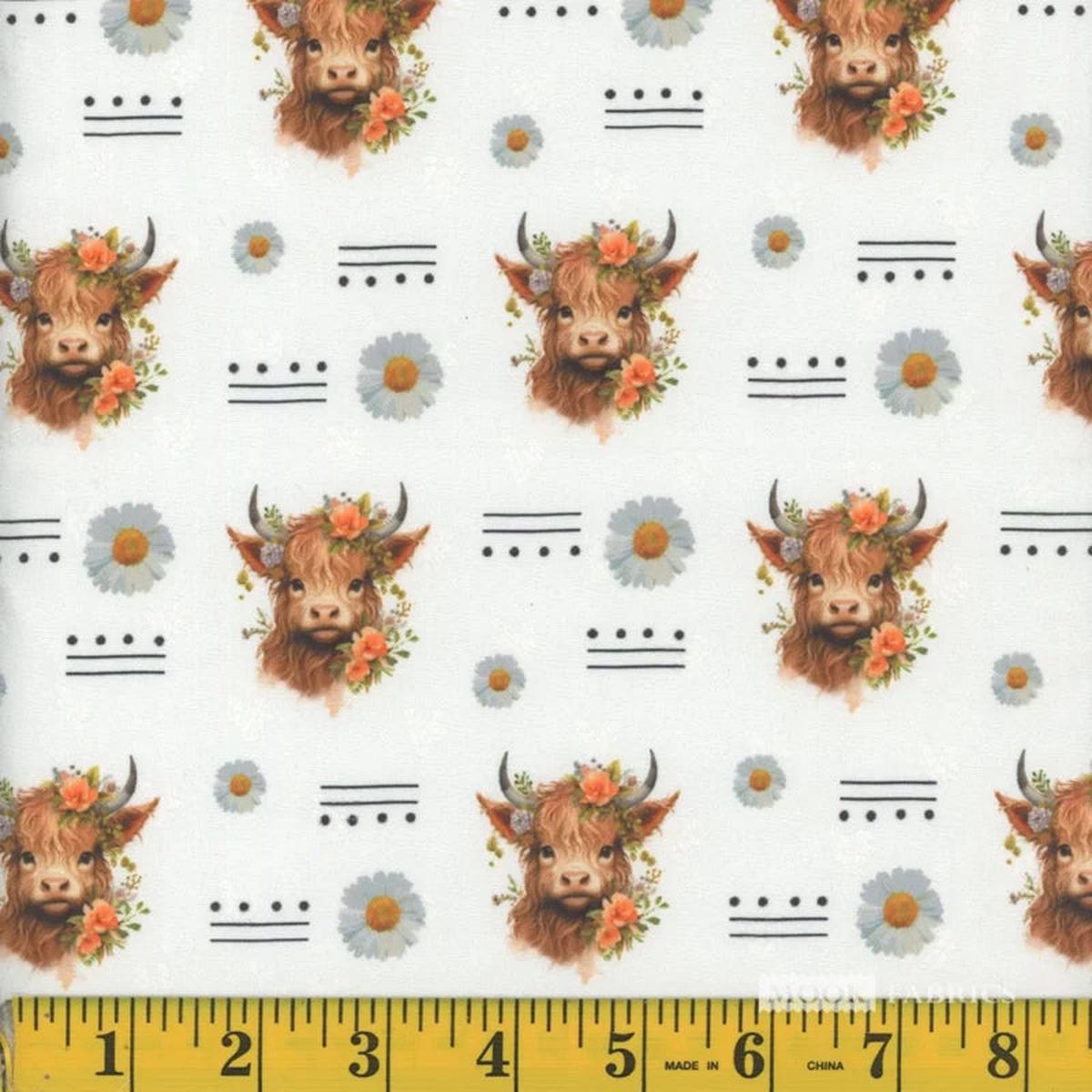 Highland Cow Heart Swiss Dot Fabric 1407