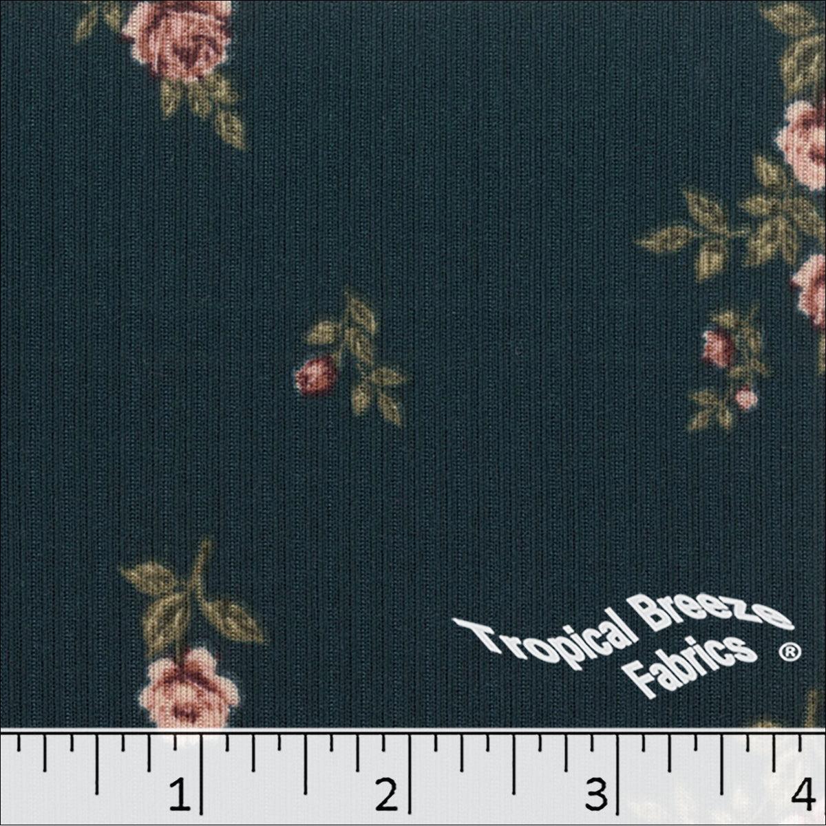 Comfort Rib Knit Floral Print Polyester Fabric 32855