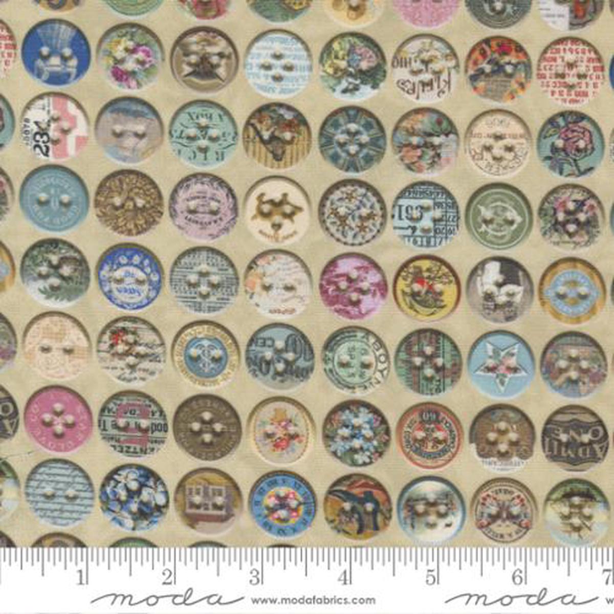 Junk Journal Collection Novelty Buttons Cotton Fabric 7414
