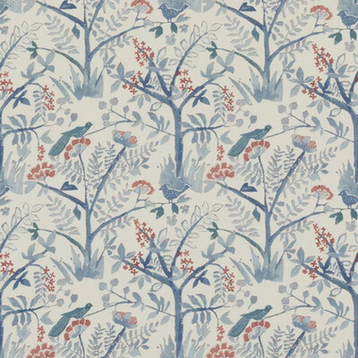 Lulworth BlueRed by Baker Lifestyle Fabric