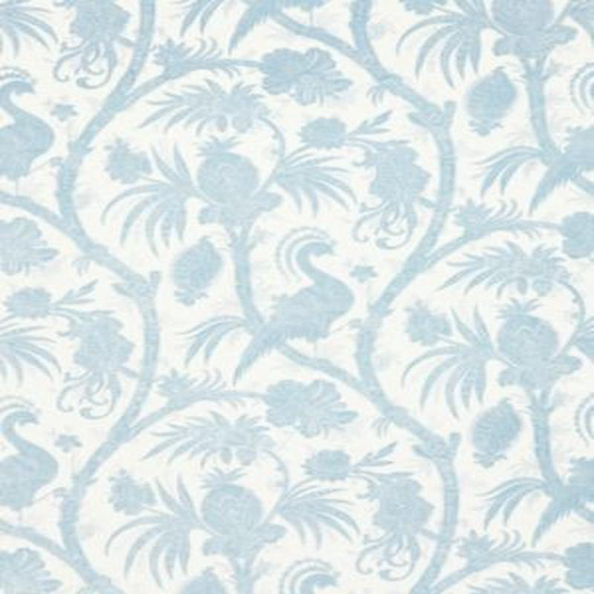 Scalamandre Fabric Balinese Peacock Linen Print Sky