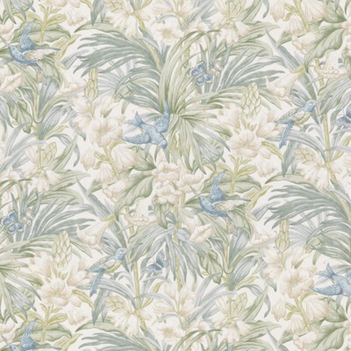 Trumpet Flowers Cotton BlueGreen by G P 038 J Baker Fabric