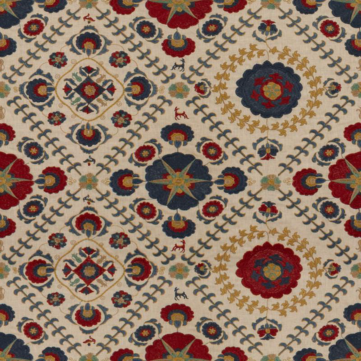 Ayla Trellis IndigoRed by Lee Jofa Fabric