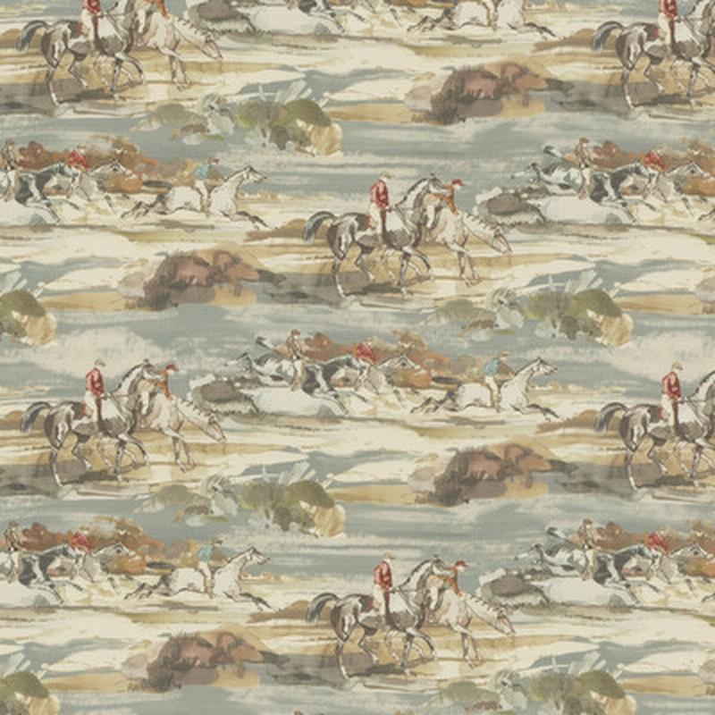 Morning Gallop Linen Blue/Sand by Mulberry Fabric