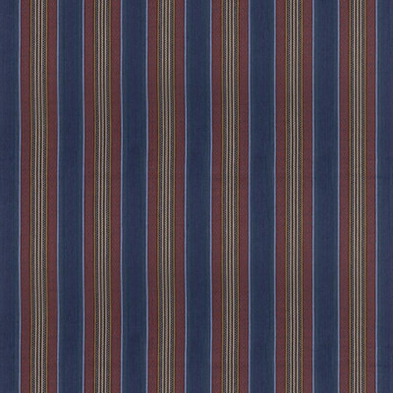 Westerly Stripe Indigo/Red by Mulberry Fabric